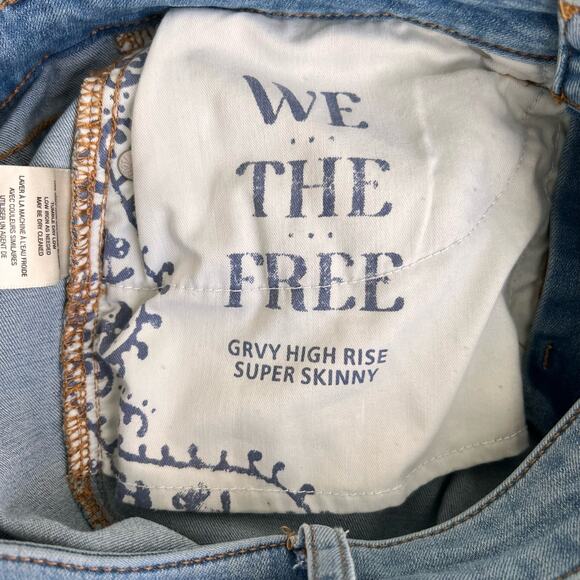 We The Free Denim Stretchy Jeans Women Sz 27 Faded Blue GRVY High Rise Skinny - Picture 9 of 10